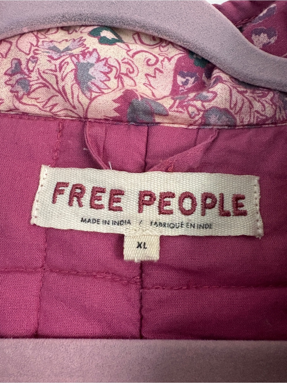 Free People Chloe Print Jacket - Pink Quilted Jacket - XL - Picture 4 of 5